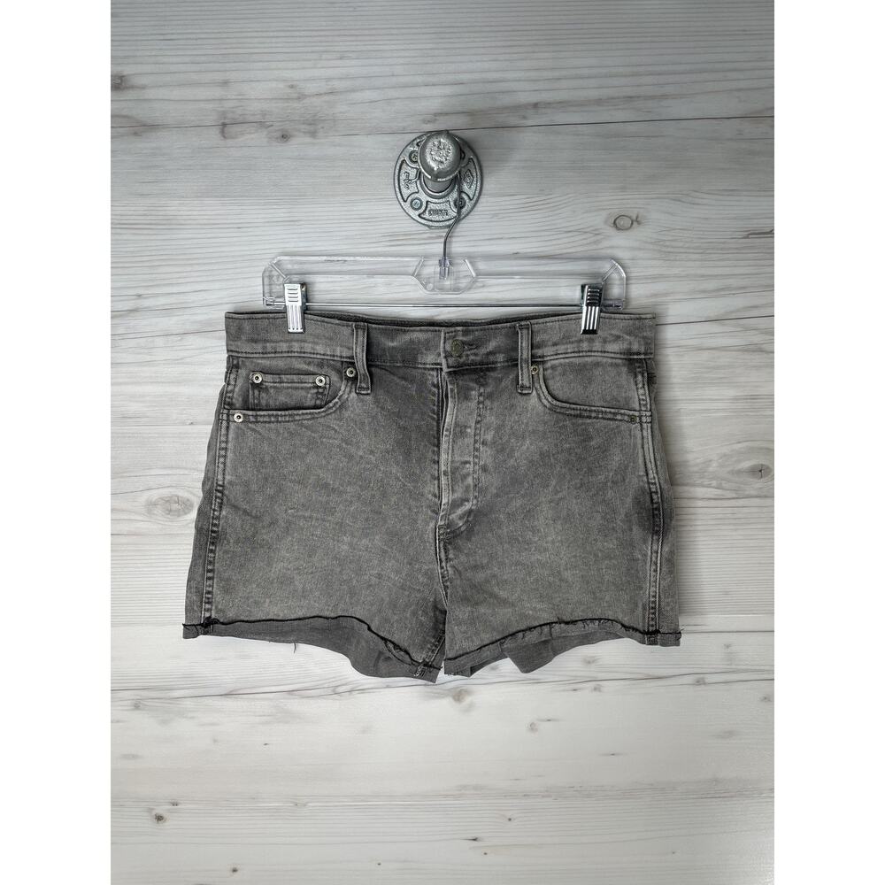 GAP‎ Denim Shorts Womens 10 Grey Acid High Rise Cheeky Short Button Fly Raw Hem